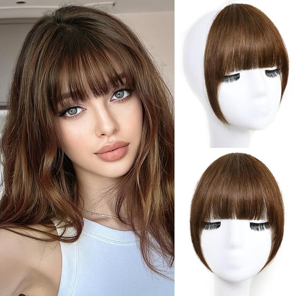 Women Clip-On Bangs Human Hair Wispy Curtain Style for Daily and Party Use